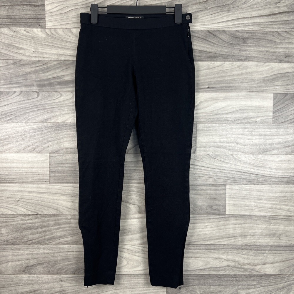 Banana Republic Womens‎ Pants Black Size 0 Sloan Dress Stretch Viscose Cotton
